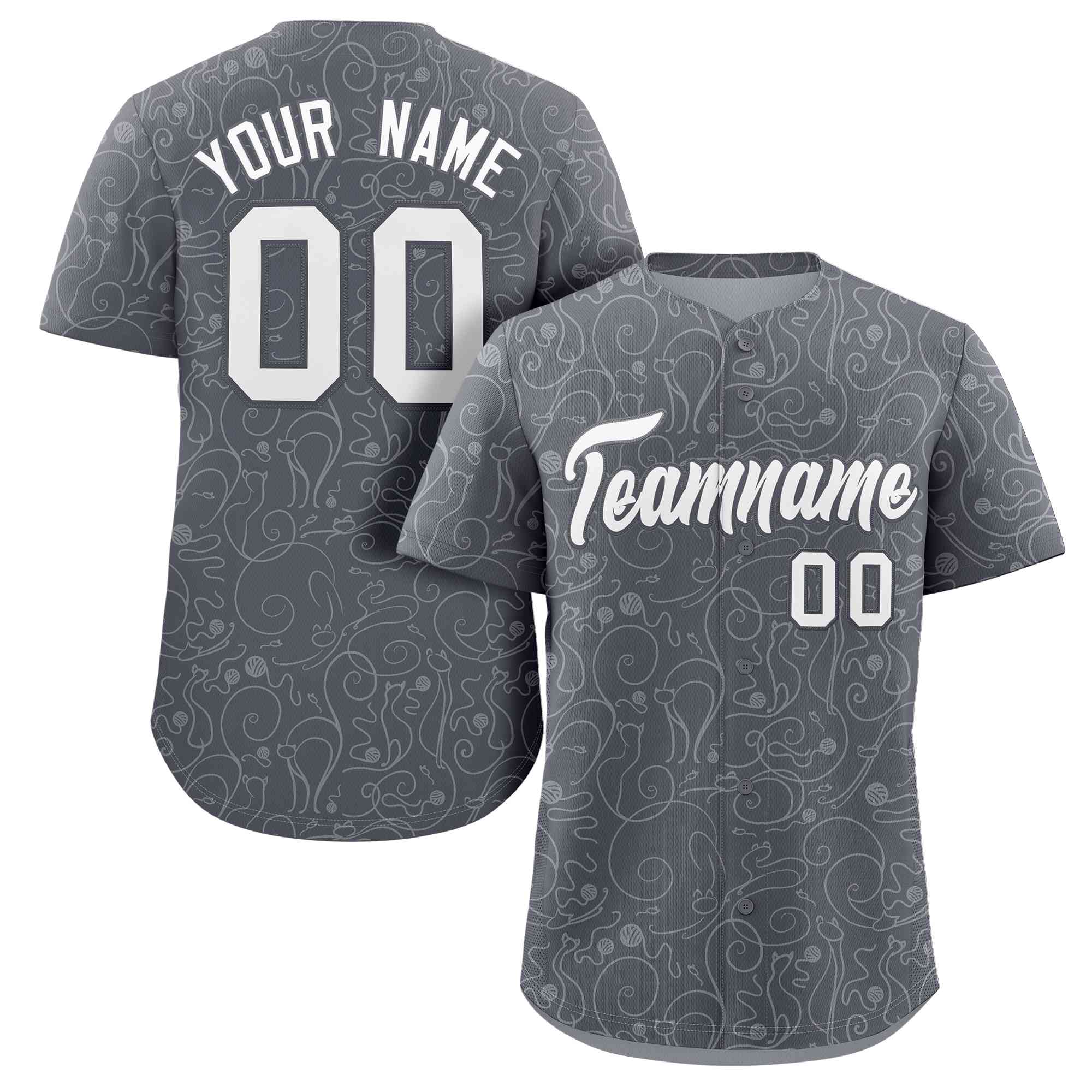 Custom Dark Gray Lt Gray Line Art Graffiti Pattern Design Authentic Baseball Jersey