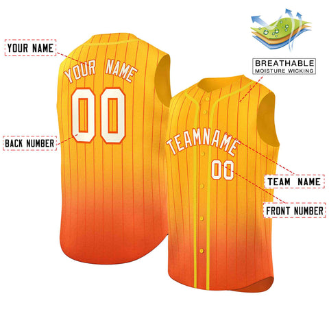 Custom Yellow Orange Gradient stripe Fashion Authentic Sleeveless Baseball Jersey