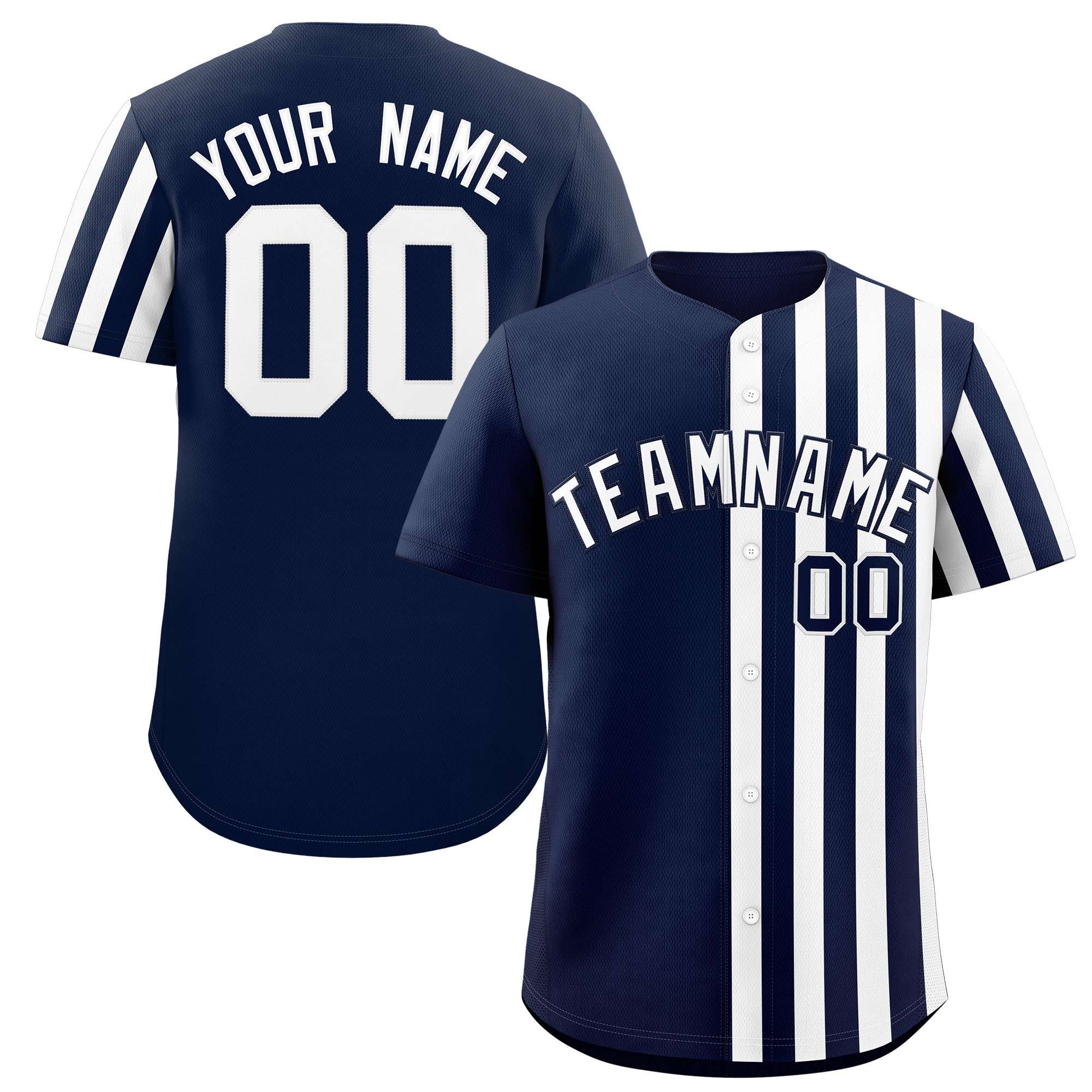 Custom Navy White Thick Stripe Fashion Design Authentic Baseball Jersey