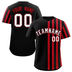 Custom Black Red Thick Stripe Fashion Design Authentic Baseball Jersey