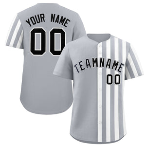 Custom Light Gray White Thick Stripe Fashion Design Authentic Baseball Jersey