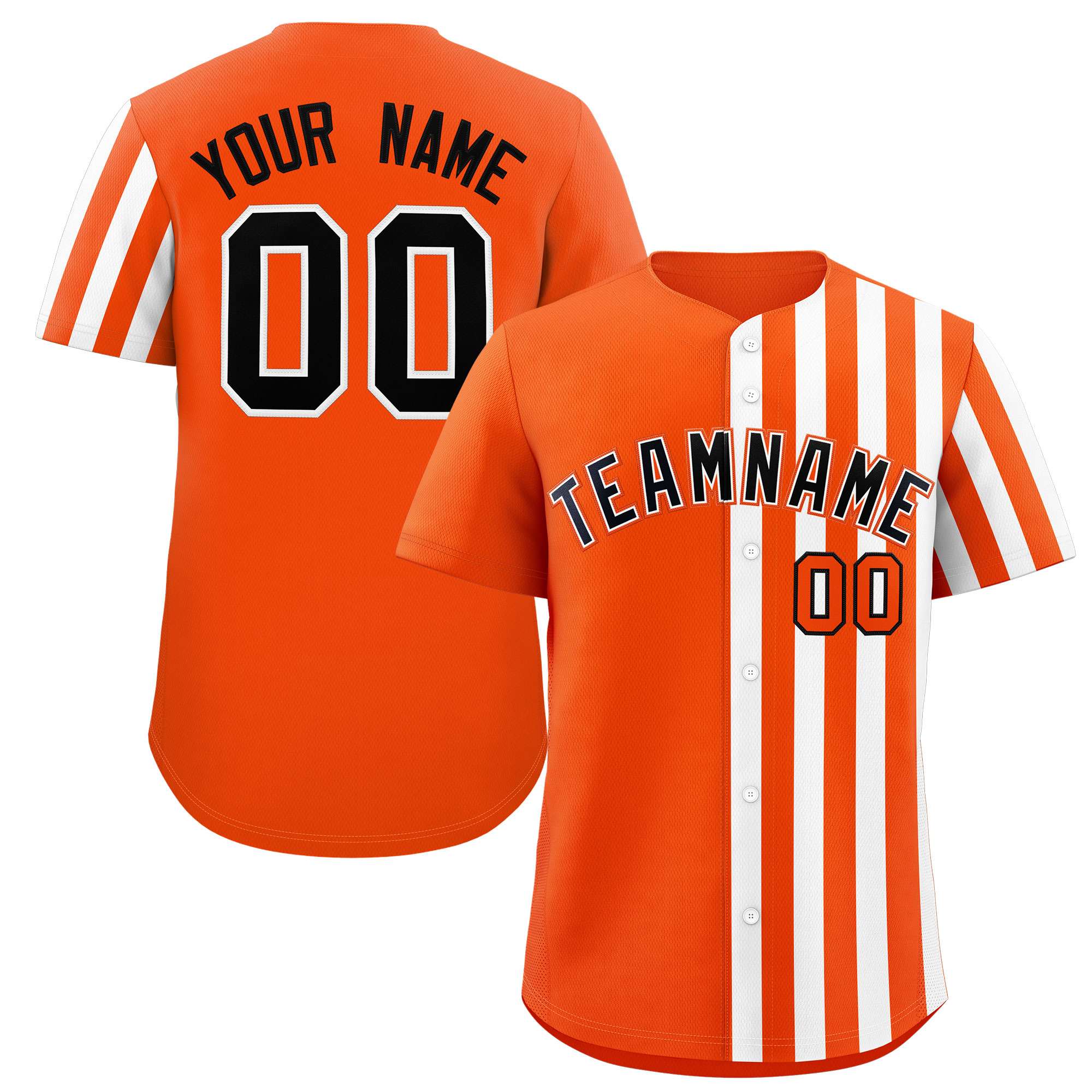 Custom Orange White Thick Stripe Fashion Design Authentic Baseball Jersey