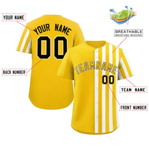 Custom Gold White Thick Stripe Fashion Design Authentic Baseball Jersey