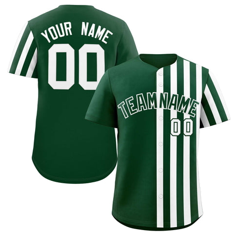Custom Green White Thick Stripe Fashion Design Authentic Baseball Jersey