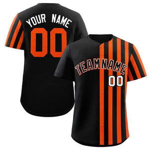 Custom Black Orange Thick Stripe Fashion Design Authentic Baseball Jersey