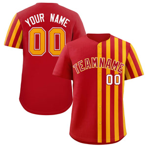 Custom Red Yellow Thick Stripe Fashion Design Authentic Baseball Jersey