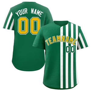 Custom Kelly Green White Thick Stripe Fashion Design Authentic Baseball Jersey