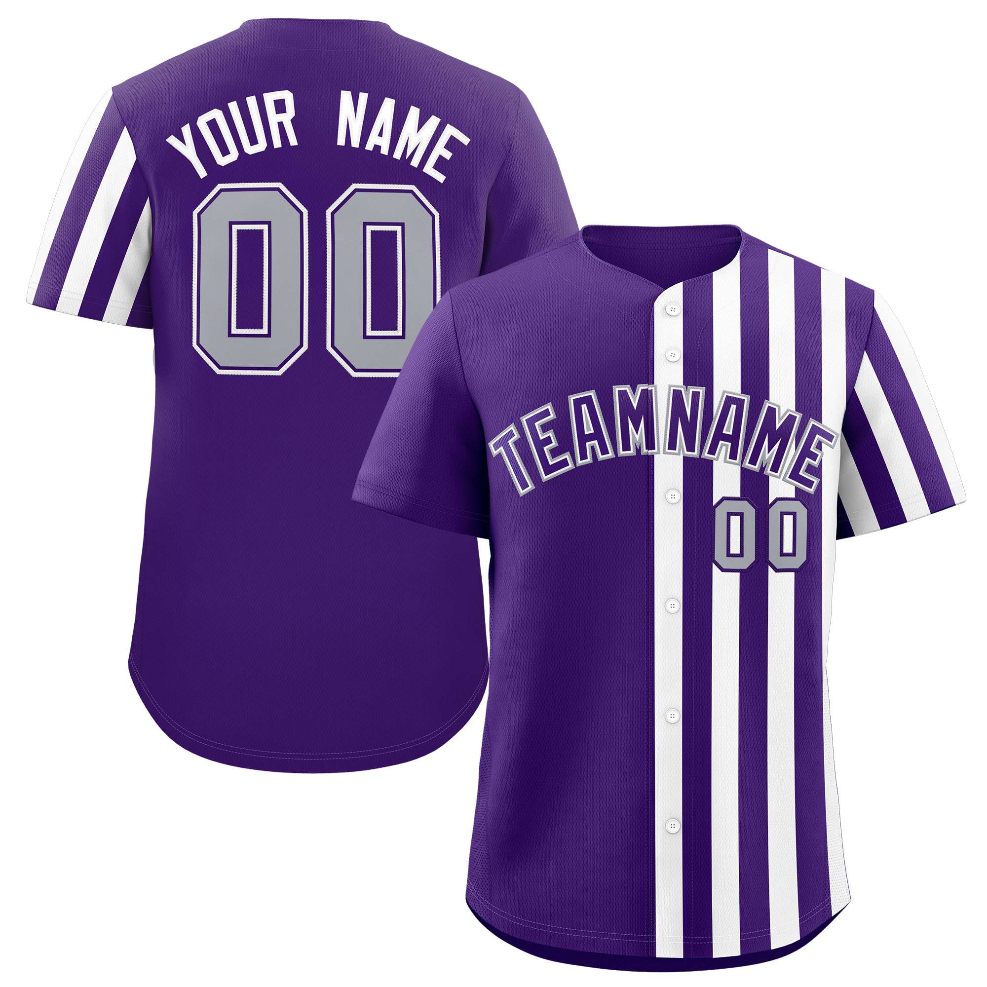 Custom Purple White Thick Stripe Fashion Design Authentic Baseball Jersey