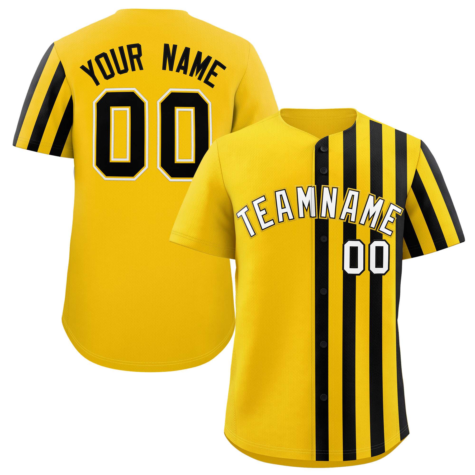 Custom Gold Black Thick Stripe Fashion Design Authentic Baseball Jersey