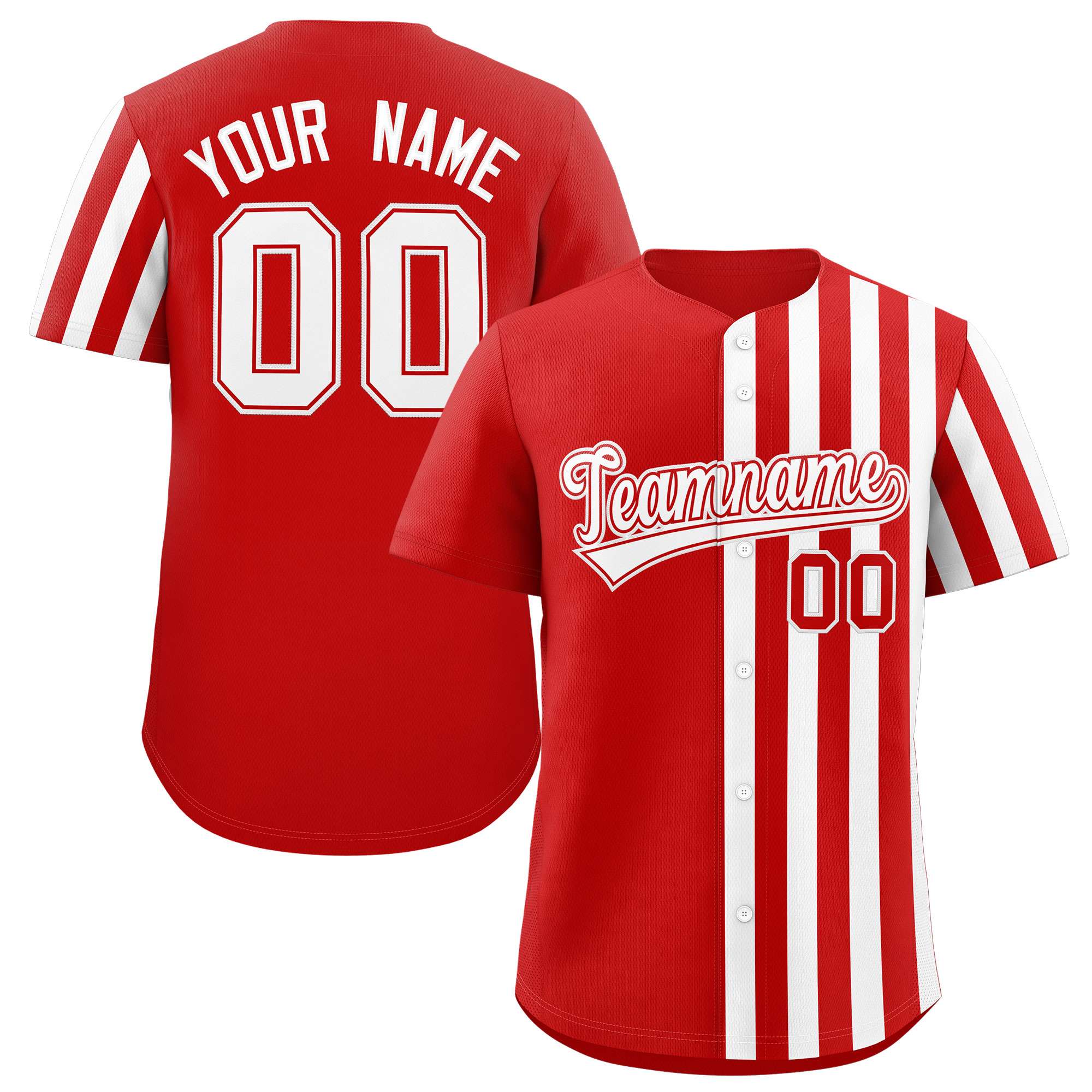 Custom Red White Thick Stripe Fashion Design Authentic Baseball Jersey