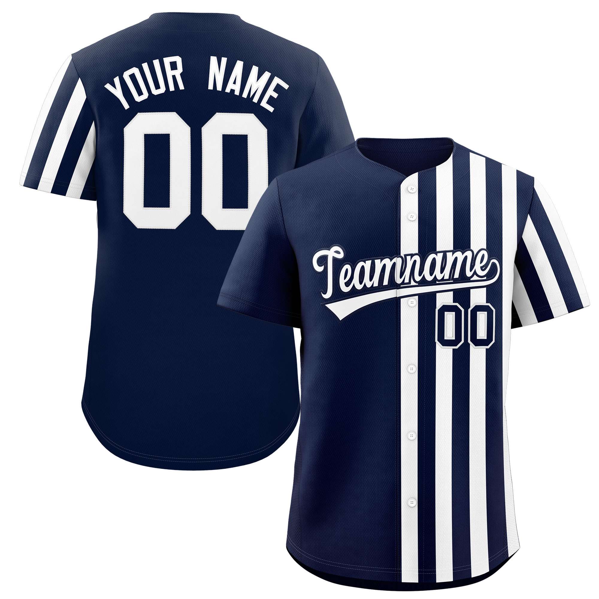 Custom Navy White Thick Stripe Fashion Design Authentic Baseball Jersey