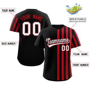 Custom Black Red Thick Stripe Fashion Design Authentic Baseball Jersey