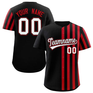 Custom Black Red Thick Stripe Fashion Design Authentic Baseball Jersey