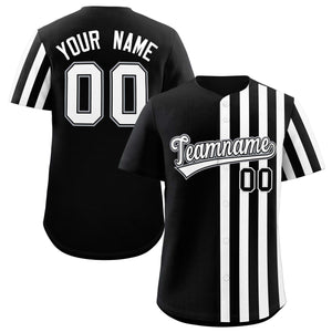 Custom Black White Thick Stripe Fashion Design Authentic Baseball Jersey