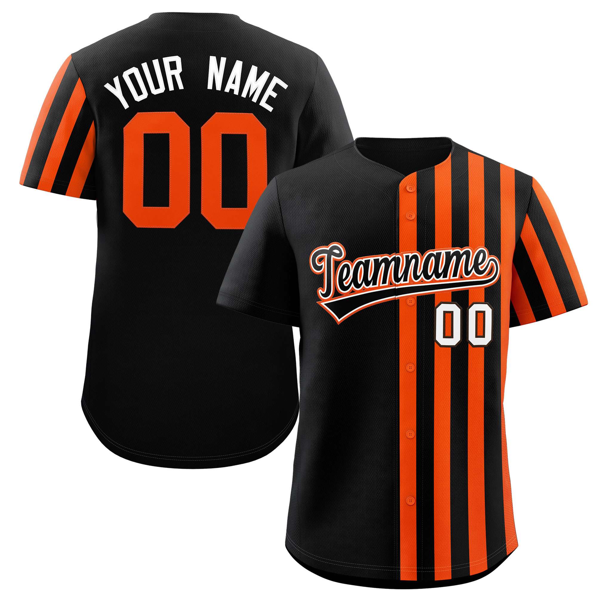 Custom Black Orange Thick Stripe Fashion Design Authentic Baseball Jersey