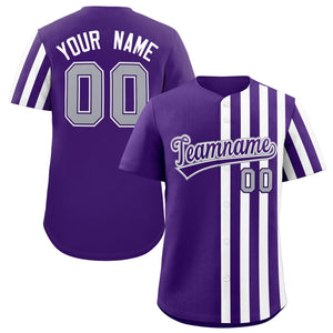 Custom Purple White Thick Stripe Fashion Design Authentic Baseball Jersey