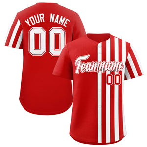 Custom Red White Thick Stripe Fashion Design Authentic Baseball Jersey