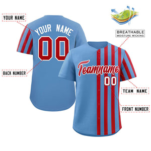 Custom Lt Blue Red Thick Stripe Fashion Design Authentic Baseball Jersey