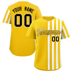 Custom Gold White Thick Stripe Fashion Design Authentic Baseball Jersey