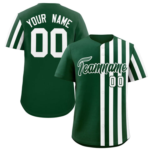 Custom Green White Thick Stripe Fashion Design Authentic Baseball Jersey