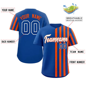 Custom Royal Orange Thick Stripe Fashion Design Authentic Baseball Jersey