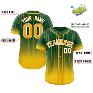 Custom Green Gold-White Gradient Stripe Fashion Authentic Baseball Jersey