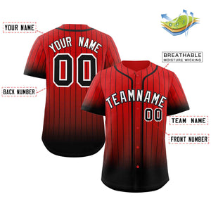 Custom Red Black-White Gradient Stripe Fashion Authentic Baseball Jersey