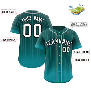 Custom Aqua white-Black Gradient Stripe Fashion Authentic Baseball Jersey