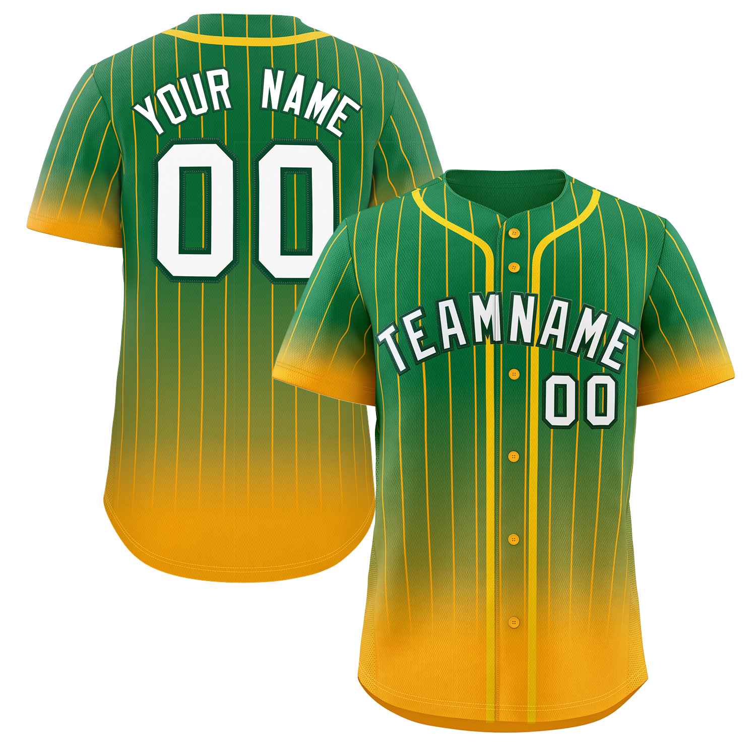 Maillot de baseball personnalisé à rayures dégradées jaune-blanc, à la mode, authentique