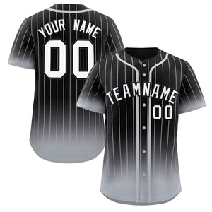 Custom Black Gray-White Gradient Stripe Fashion Authentic Baseball Jersey