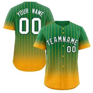 Maillot de baseball personnalisé à rayures dégradées jaune-blanc, à la mode, authentique