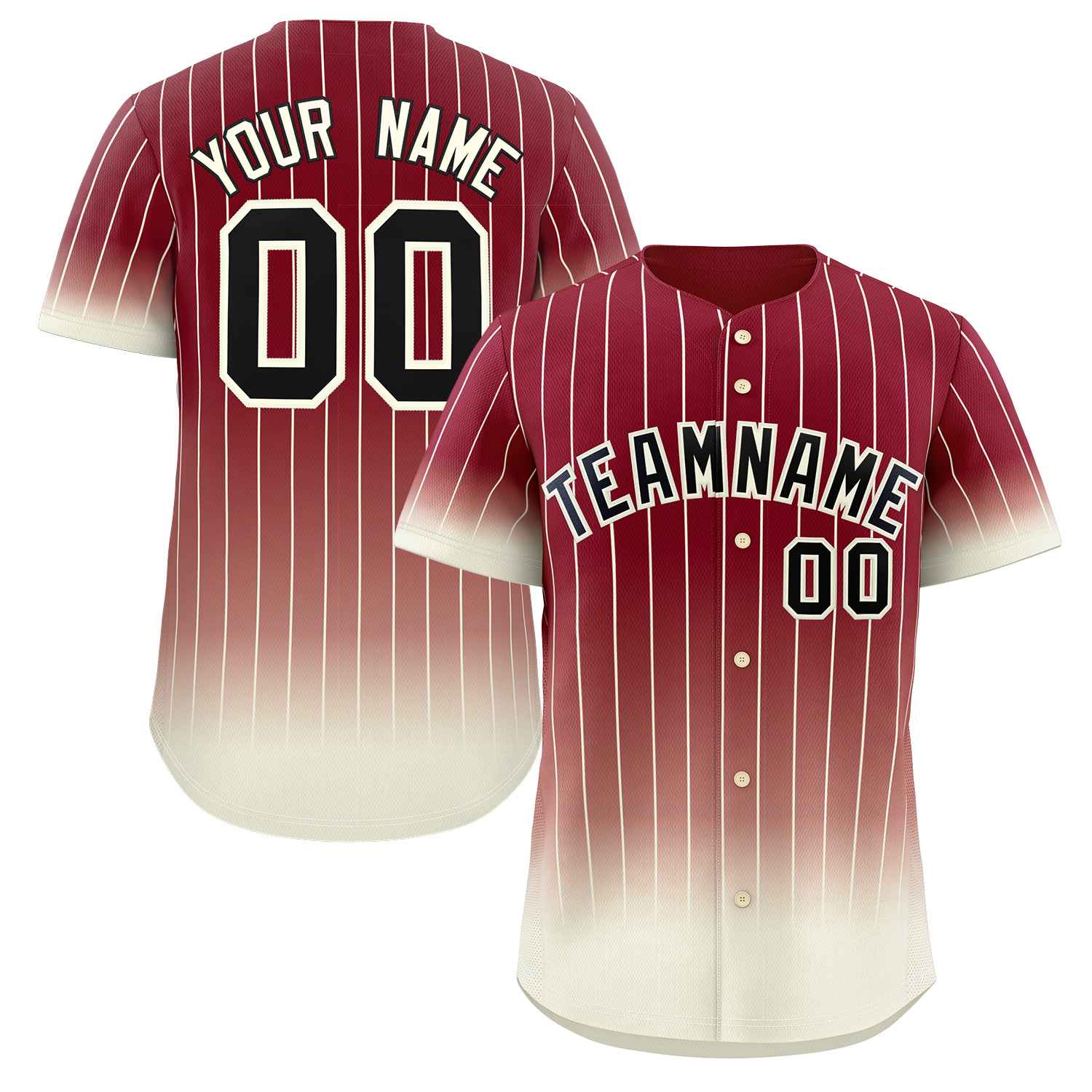 Custom Crimson Cream-Black Gradient Stripe Fashion Authentic Baseball Jersey