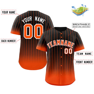 Maillot de baseball personnalisé à rayures dégradées noir orange-blanc, à la mode, authentique