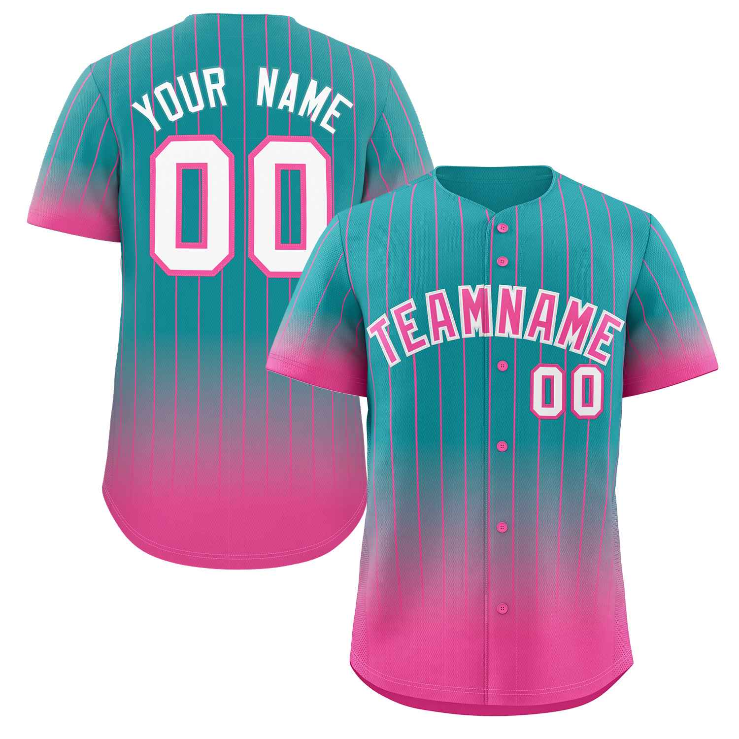 Maillot de baseball personnalisé à rayures dégradées rose et blanc, à la mode, authentique