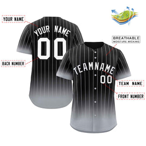 Maillot de baseball personnalisé à rayures dégradées noir gris-blanc, à la mode, authentique