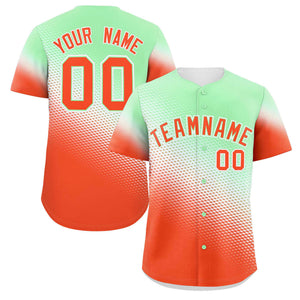 Custom Light Green Orange Tiny Spot Gradient Fashion Authentic Baseball Jersey