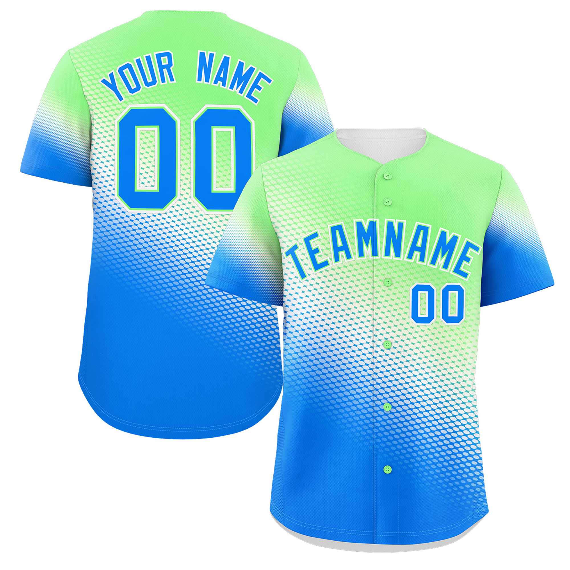 Custom Light Green Blue Tiny Spot Gradient Fashion Authentic Baseball Jersey