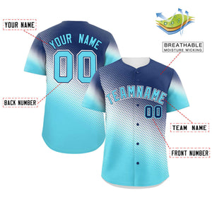 Custom Navy Sky Blue Tiny Spot Gradient Fashion Authentic Baseball Jersey