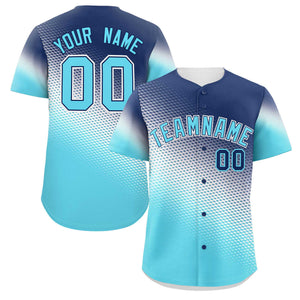 Custom Navy Sky Blue Tiny Spot Gradient Fashion Authentic Baseball Jersey