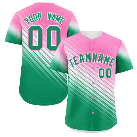 Custom Pink Kelly Green Tiny Spot Gradient Fashion Authentic Baseball Jersey