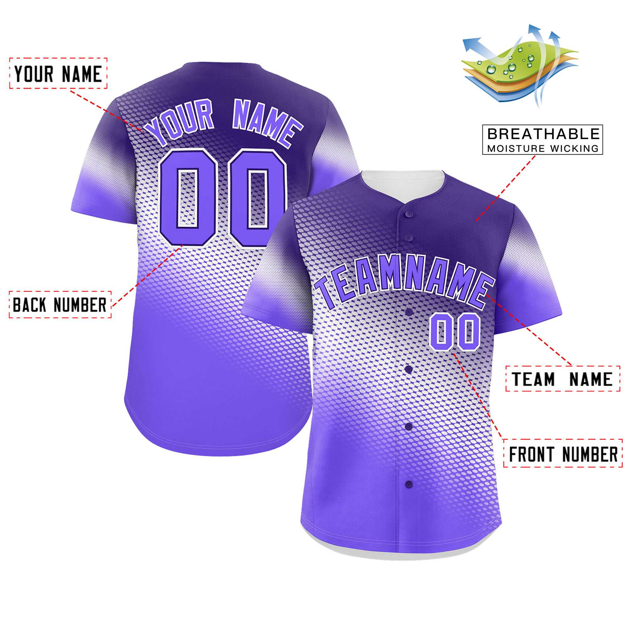 Custom Dark Purple Purple Tiny Spot Gradient Fashion Authentic Baseball Jersey