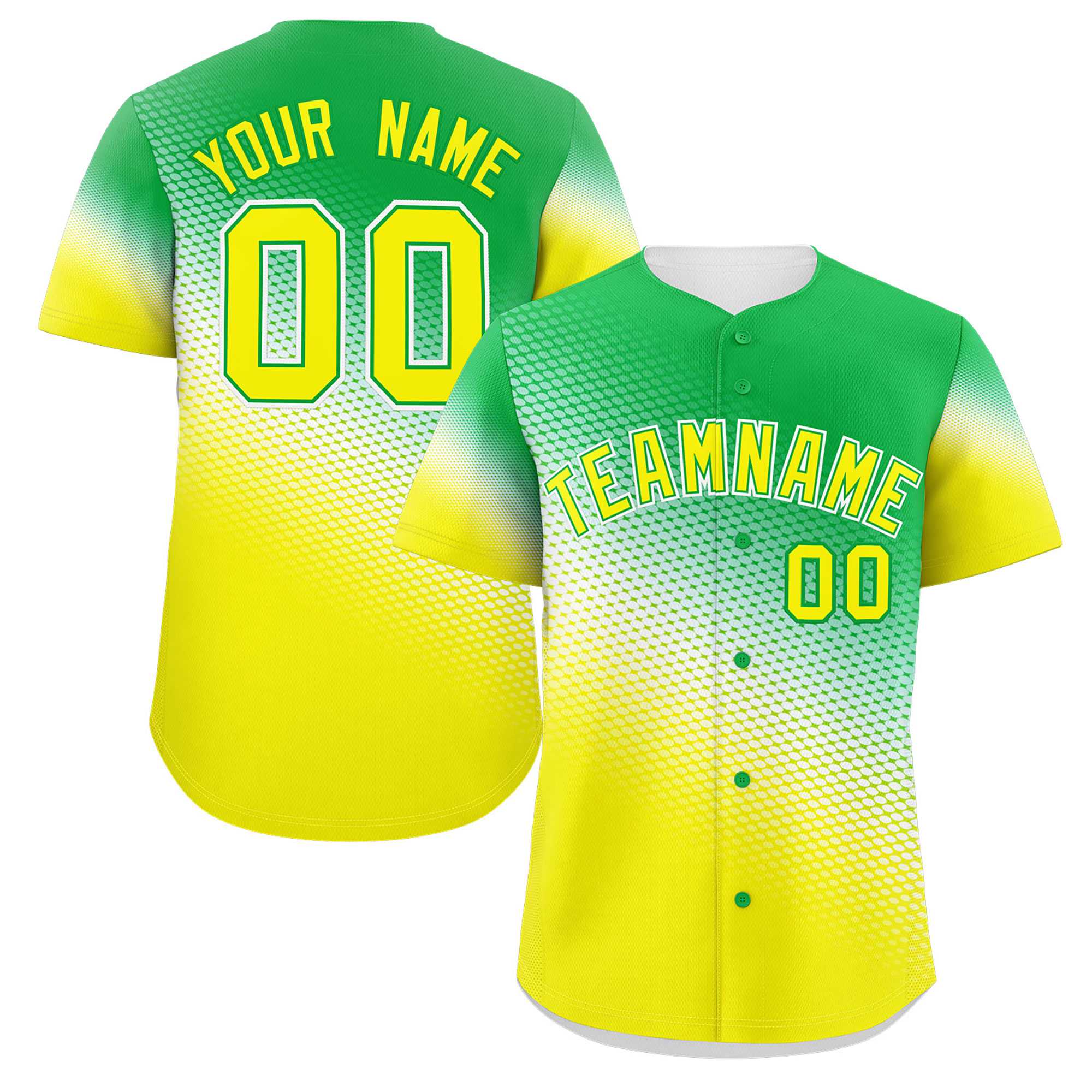 Custom Kelly Green Gold Tiny Spot Gradient Fashion Authentic Baseball Jersey