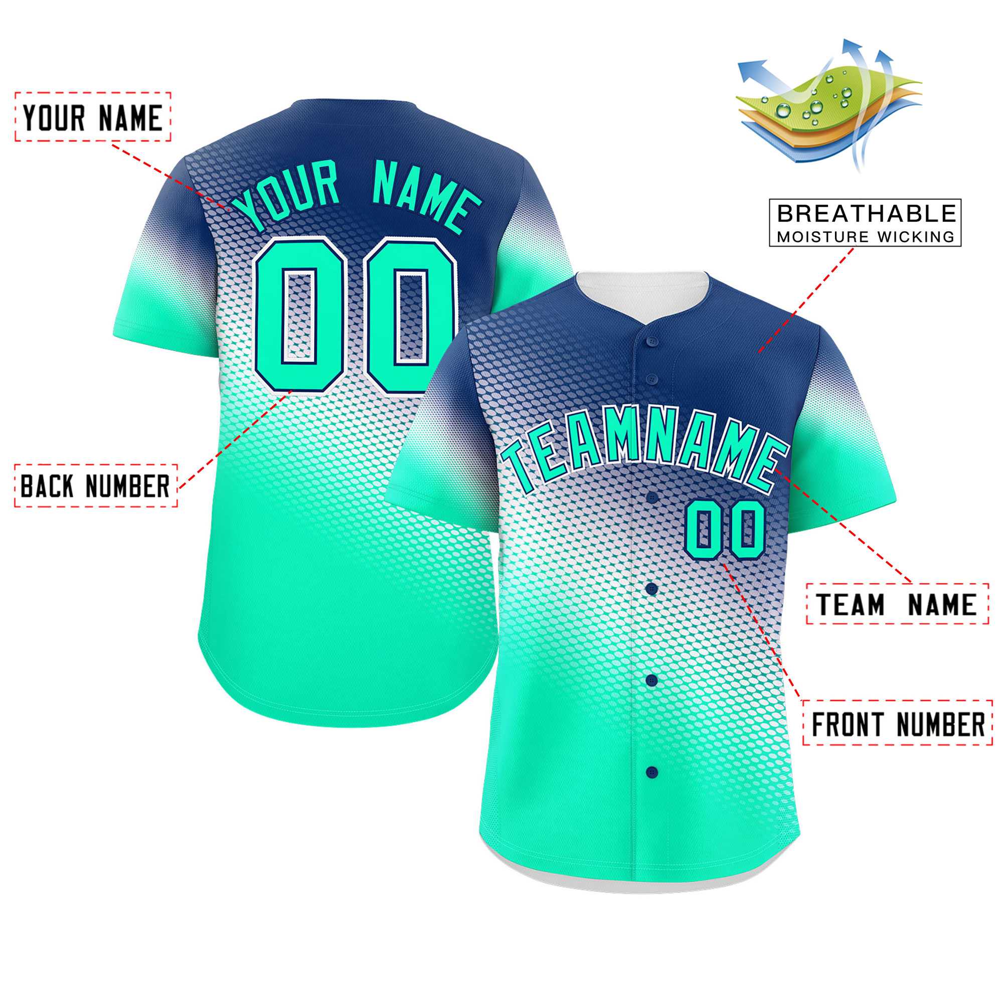 Custom Navy Neon Green Tiny Spot Gradient Fashion Authentic Baseball Jersey