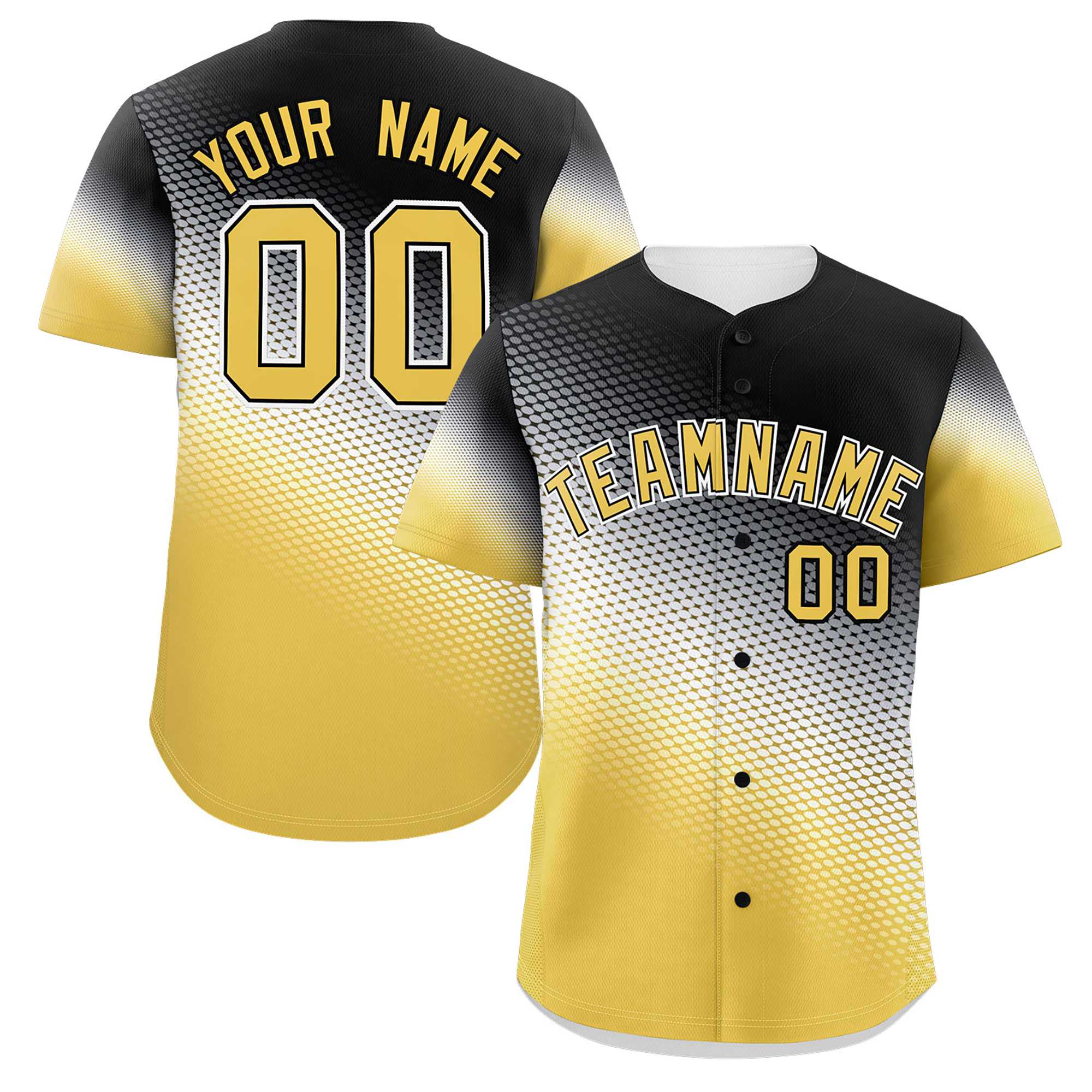 Custom Black Yellow Tiny Spot Gradient Fashion Authentic Baseball Jersey