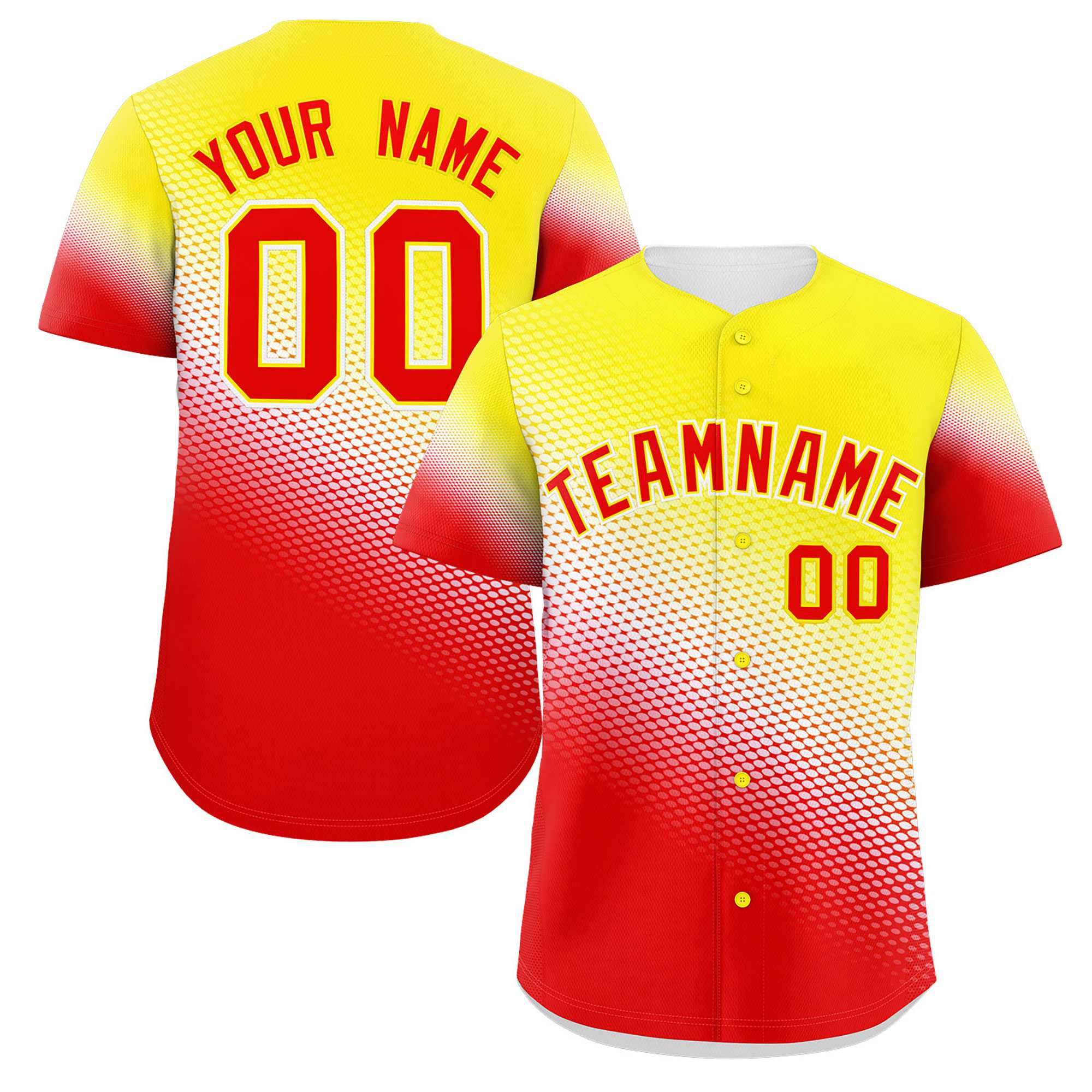 Custom Gold Red Tiny Spot Gradient Fashion Authentic Baseball Jersey