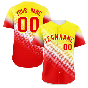 Custom Gold Red Tiny Spot Gradient Fashion Authentic Baseball Jersey