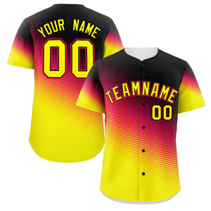 Custom Black Red-Gold Tiny Spot Gradient Fashion Authentic Baseball Jersey