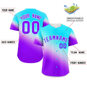 Custom Sky Blue Purple Tiny Spot Gradient Fashion Authentic Baseball Jersey