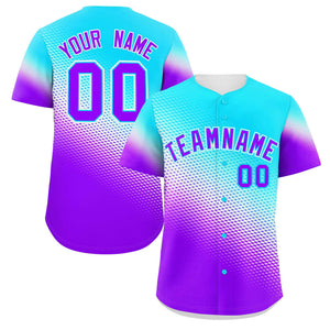 Custom Sky Blue Purple Tiny Spot Gradient Fashion Authentic Baseball Jersey