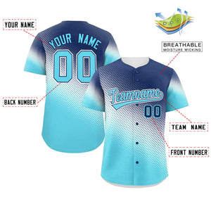 Custom Navy Sky Blue Tiny Spot Gradient Fashion Authentic Baseball Jersey